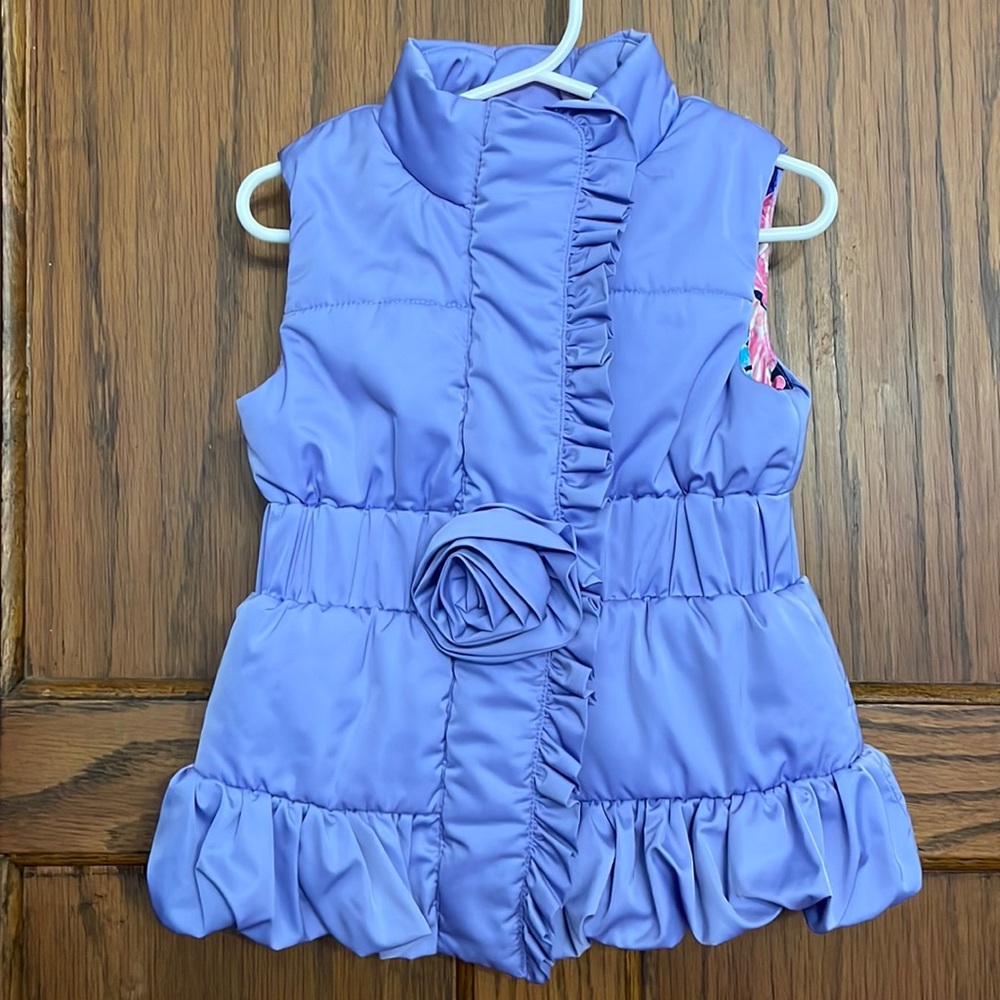 Lilly Pulitzer Caylee Ruffle Puffer Vest with Rose Closure